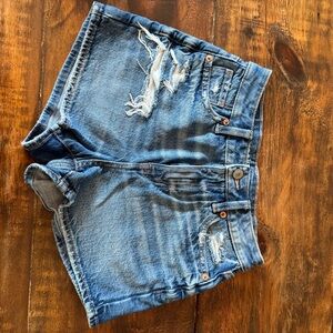 American Eagle Outfitters Blue Distressed Jean Shorts
